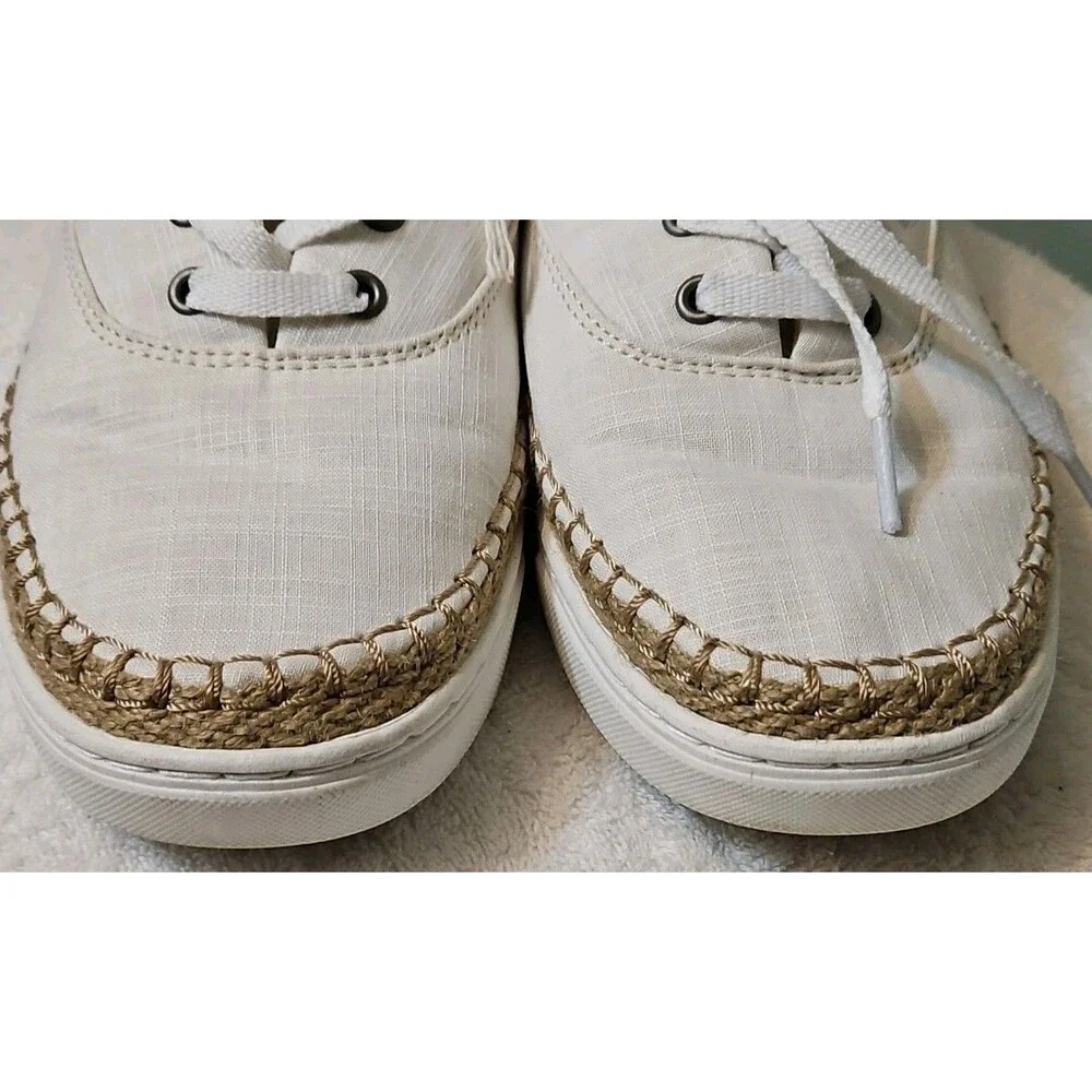 UGG EYAN II WHITE WALL CANVAS LACE-UP SNEAKERS BOAT SHOES Sz 10 EUC
